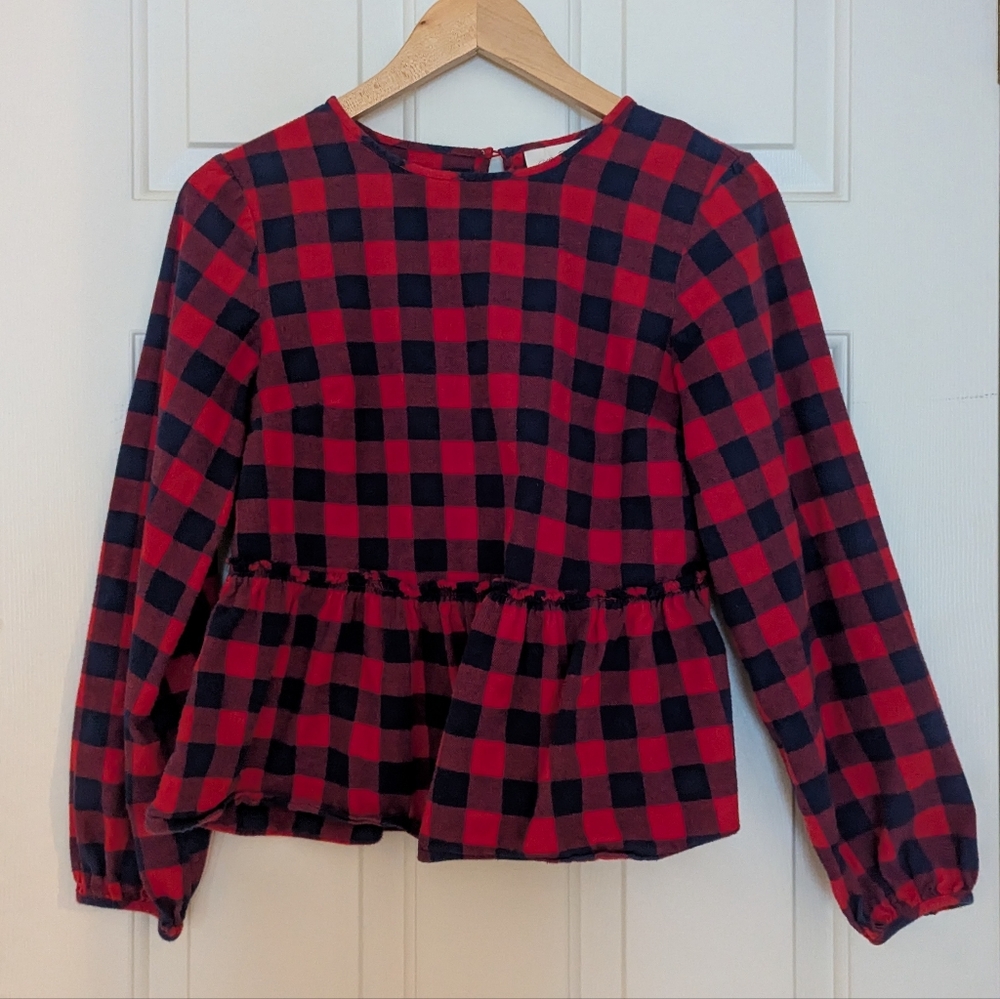 Plaid Flannel Peplum Top
